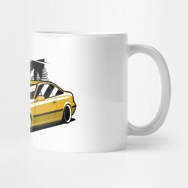 Yellow Opel Calibra Classic Coupe by KaroCars